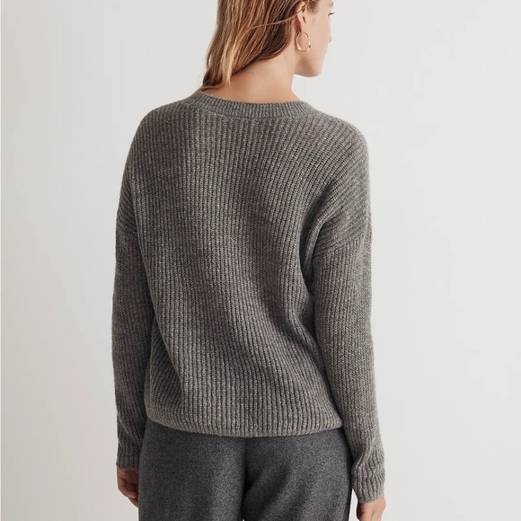 NWOT Madewell ribbed crewneck sweater heather pewter grey - Picture 3 of 7